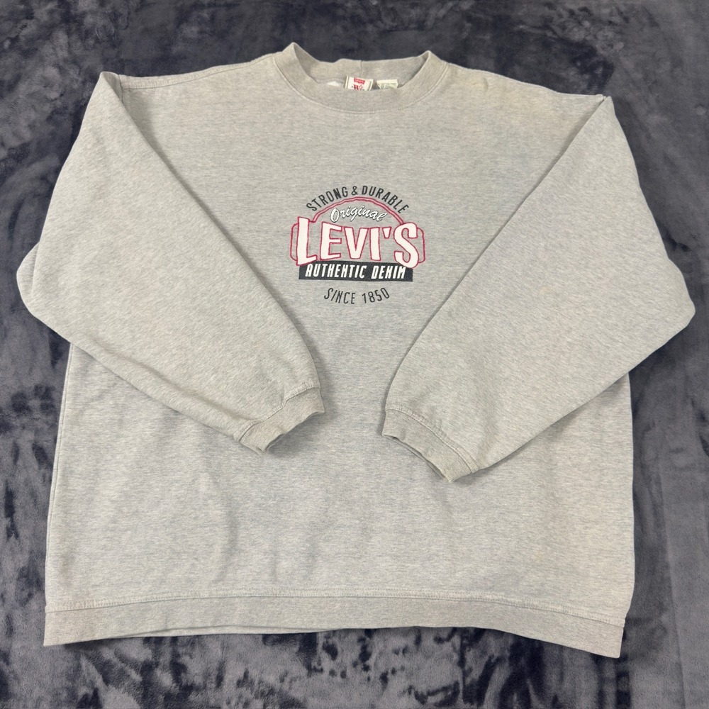 Levi's Sweatshirt Women Large Gray Vintage Graphic‎ Authentic Denim Pullover L